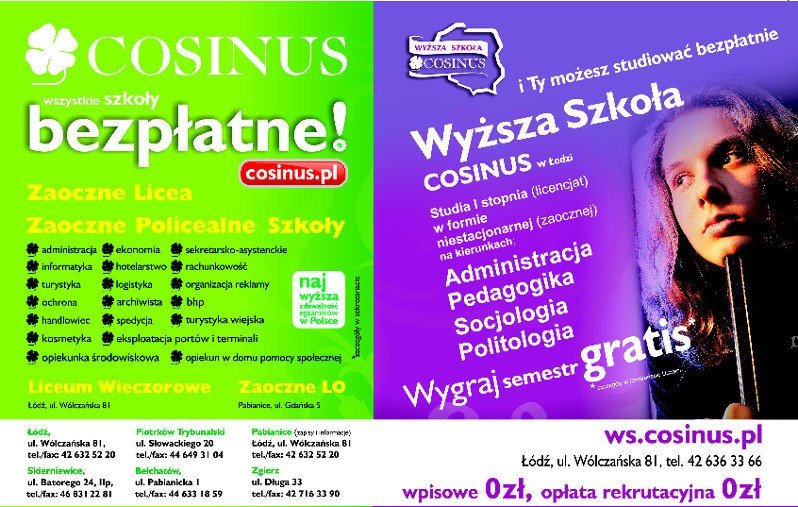 Zapraszamy do szkół "Cosinus" w Łodzi | Express Ilustrowany