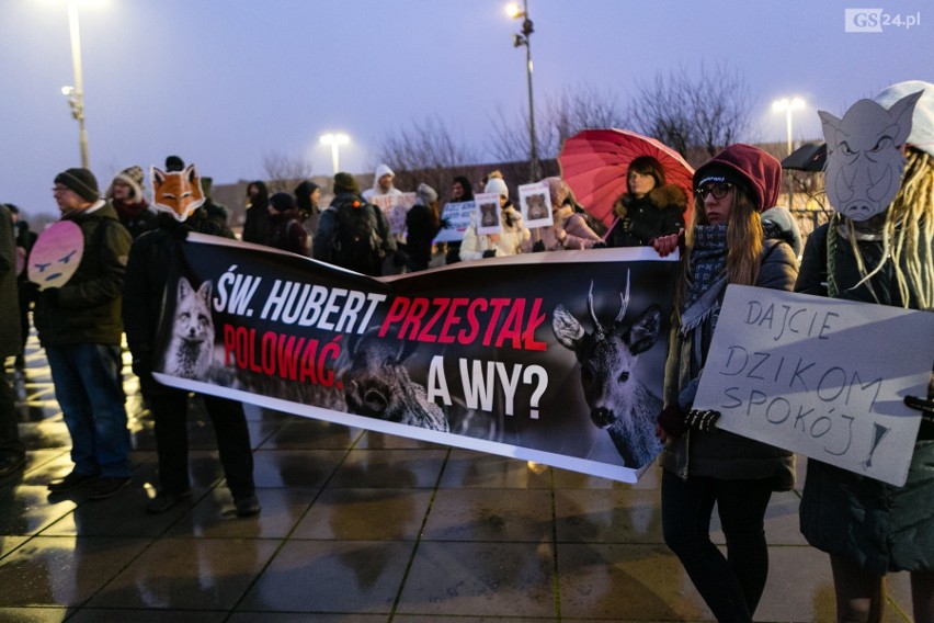 Szczecinianie protestują przeciw odstrzałowi dzików. "To barbarzyńskie rozporządzenie!" [ZDJĘCIA, WIDEO]