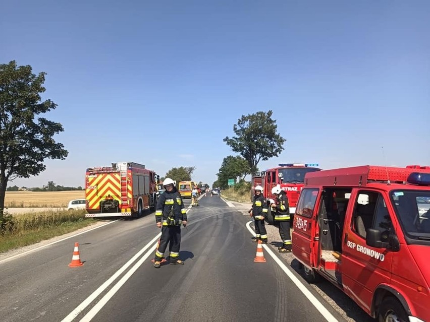 Wypadek na DK15 w Brzeźnie