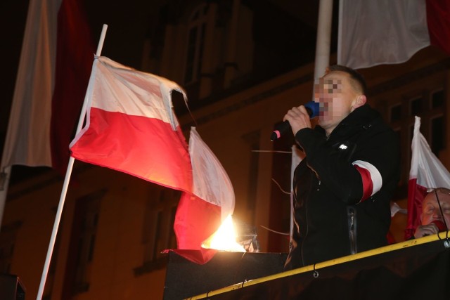 Jacek M. podczas "Marszu Patriotów"