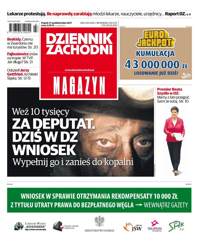 Alternatywne okładki Dziennika Zachodniego MAGAZYN 27.10.2017