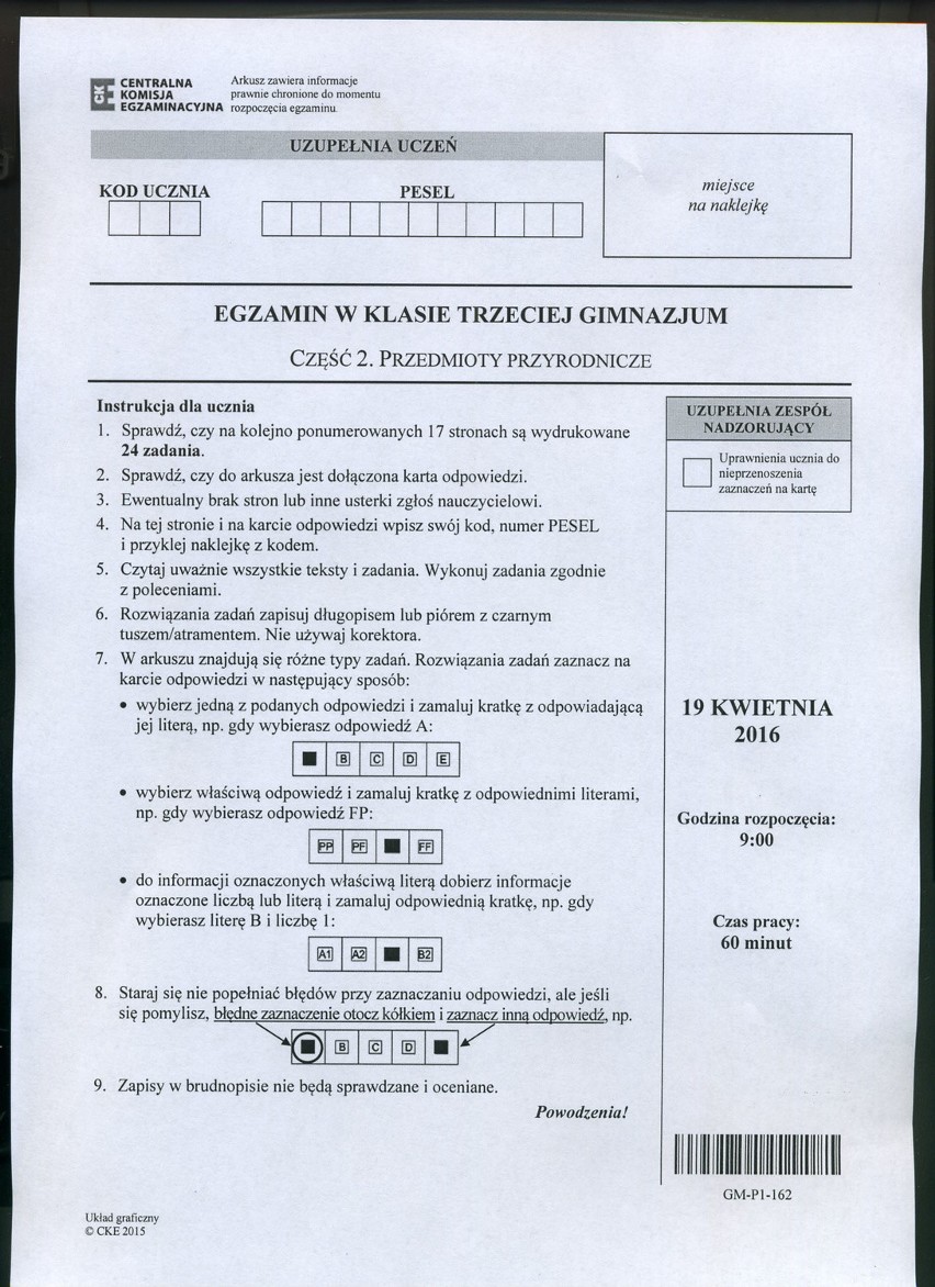 EGZAMIN GIMNAZJALNY 2016: łatwa MATEMATYKA i trudna PRZYRODA...