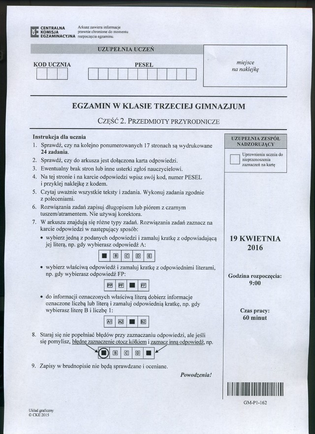 EGZAMIN GIMNAZJALNY 2016: łatwa MATEMATYKA i trudna PRZYRODA [ODPOWIEDZI, ARKUSZE CKE, ROZWIĄZANIA]