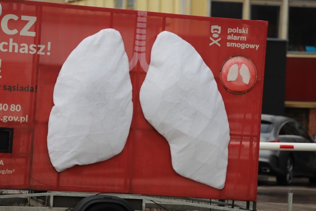 Na parkingu Lubuskiego Urzędu Wojewódzkiego w Gorzowie stanęły ogromne sztuczne płuca.