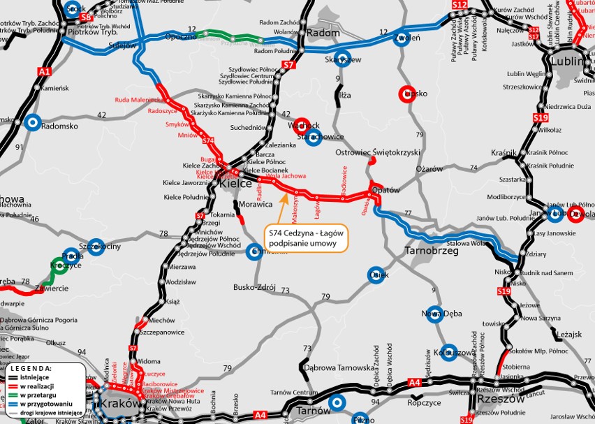 Kolejny odcinek S74 w realizacji. Powstanie 30 kilometrów ekspresówki od Cedzyny do Łagowa. Kiedy pojedziemy nową trasą?