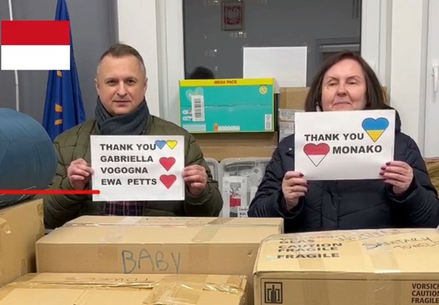 Renata Butryn i Dariusz Przytuła dziękują organizatorom pomocy z Monako dla ukraińskich uciekinierów