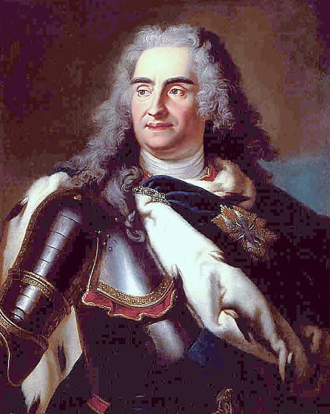 August II Mocny  z Wielką Wstęgą i Gwiazdą Orderu Orła Białego