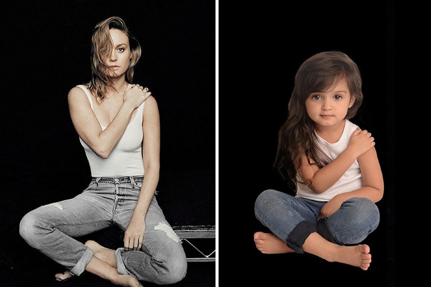 Ashley Larson fotografuje swoją 3-letnią córkę naśladującą...