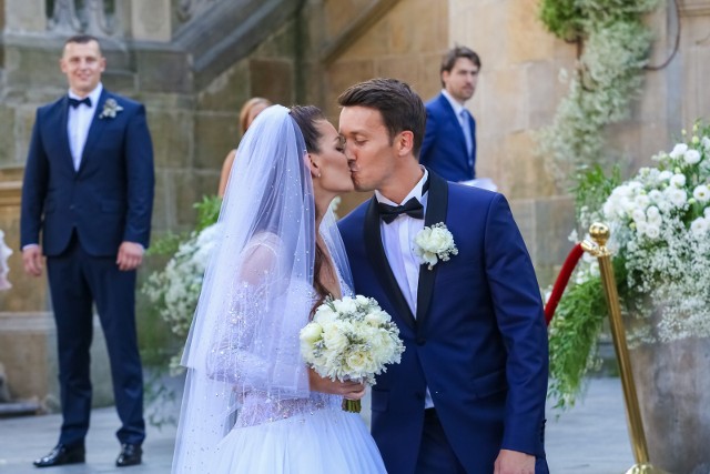 Agnieszka Radwańska i Dawid Celt podczas lipcowej ceremonii ślubnej w Krakowie