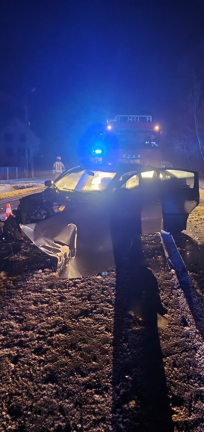 Wypadek w Żabinie, 11.01.2024. Kierowca stracił panowanie nad samochodem