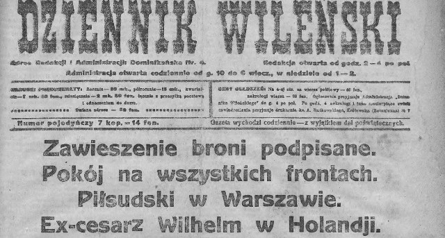 Wydania polskich gazet codziennych i czasopism z listopada 1918 roku