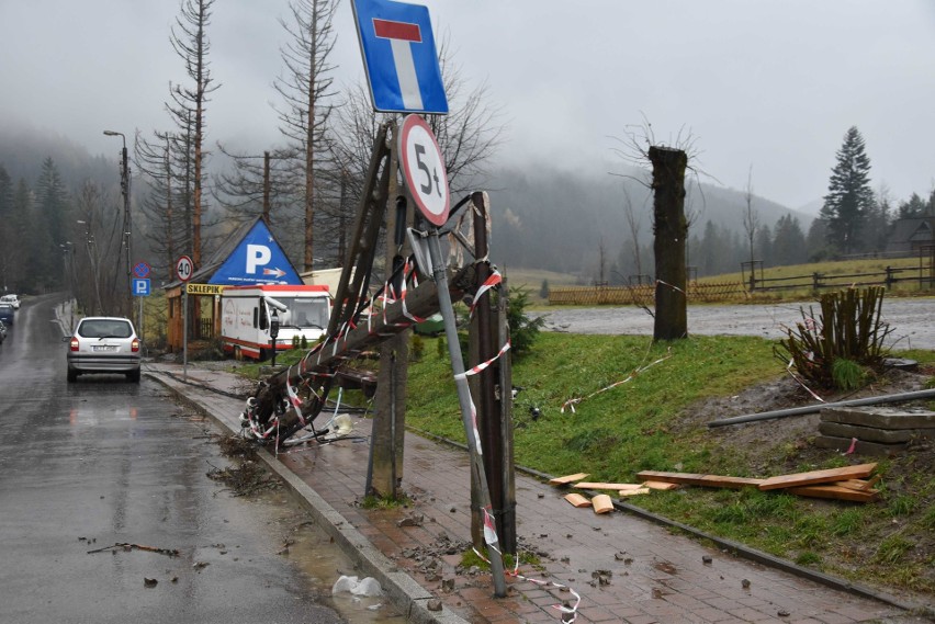 Halny na Podhalu. Ponad 40 interwencji. Zerwane dachy, powalone drzewa [ZDJĘCIA]