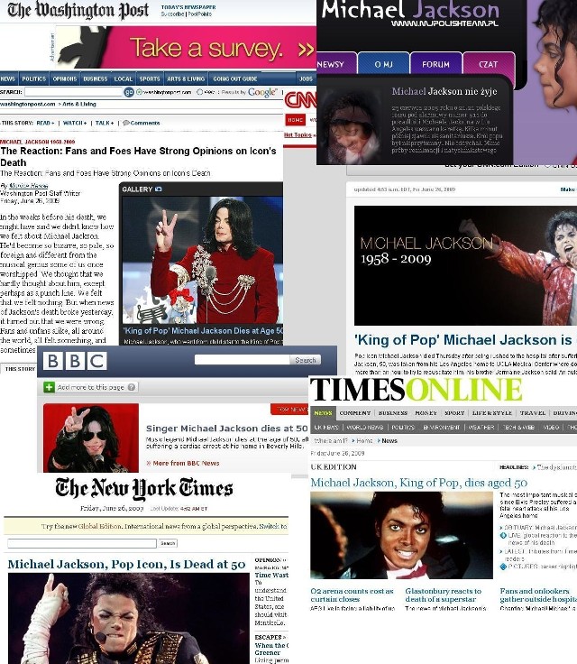 Śmierć Michaela Jacksona wstrząsnęła całym światem. We wszystkich mediach zmarły "król popu" zajmuje pierwsze miejsce. Z radiostacji płynie jego niezapomniana muzyka