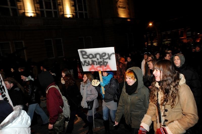 Protest przeciwko ACTA w Szczecinie