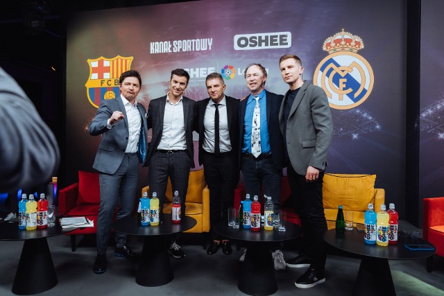 Od lewej: Tomasz Smokowski, były piłkarz Realu Madryt Iván Helguera, Mateusz Borek, Michał Pol i Igor Lewczuk.