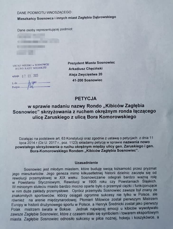 Petycja do prezydenta Arkadiusza Chęcińskiego