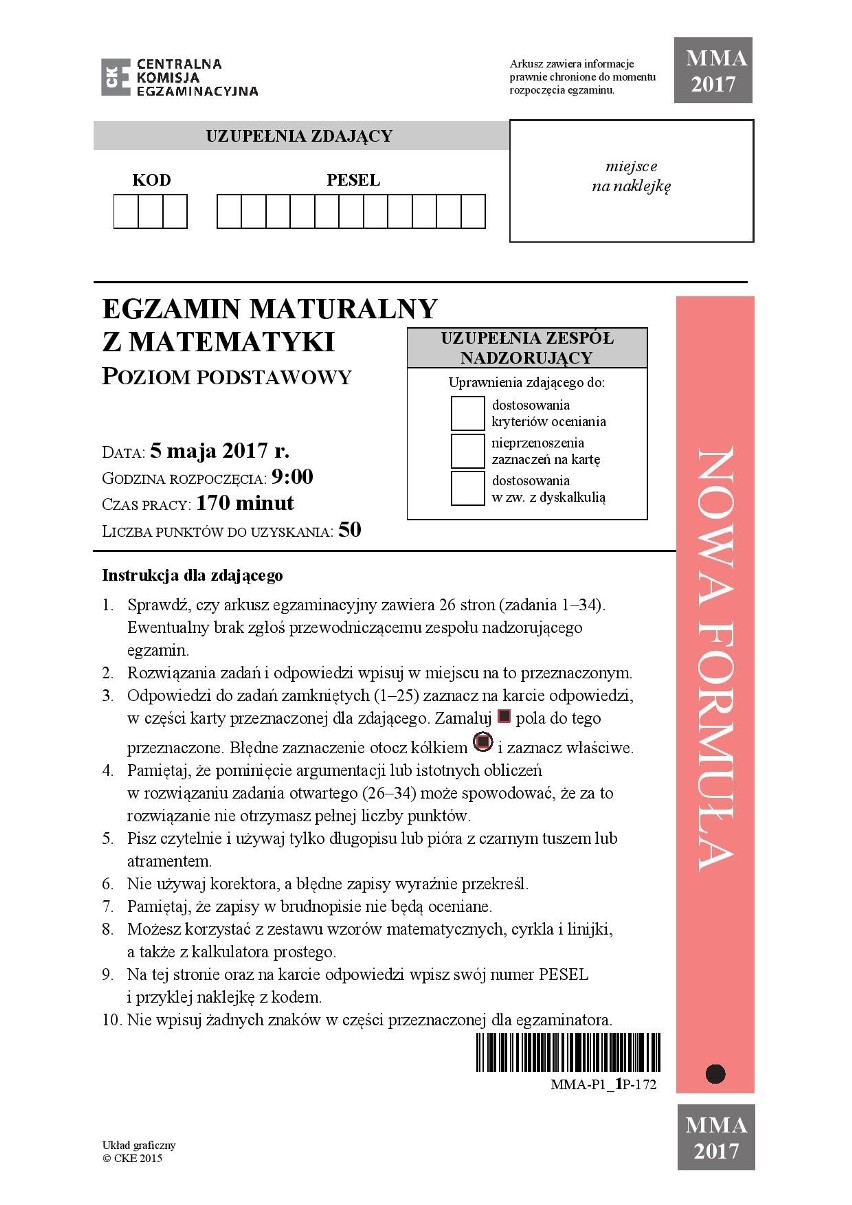 ZADANIA MATURALNE MATEMATYKA POZIOM PODSTAWOWY – ZNAMY...