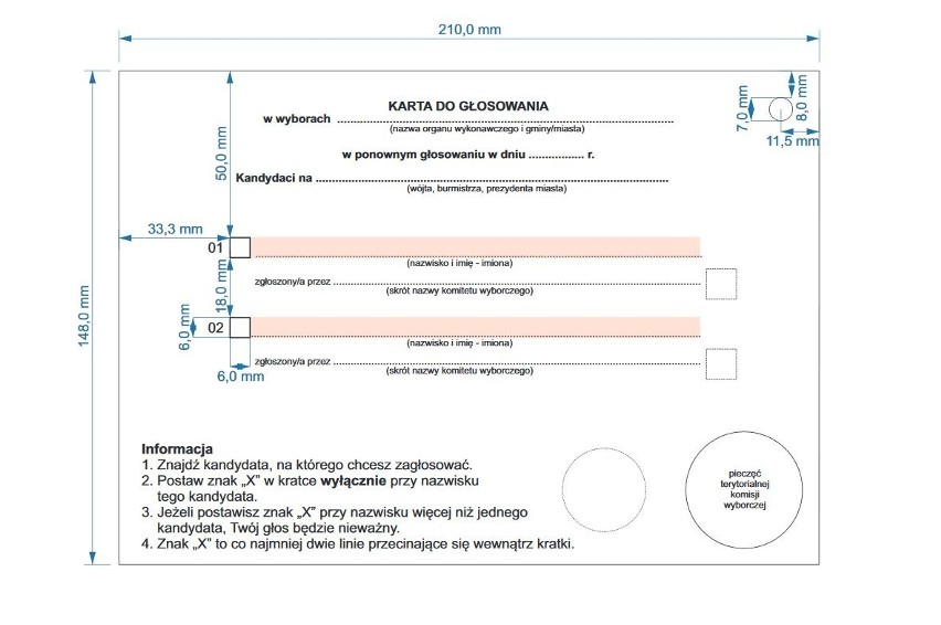 Karta do głosowania 2018. Wójt, burmistrz lub prezydent - II...