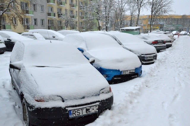 Śnieżna zima cieszy dzieci, ale drogowcy i kierowcy mają udrękę. Zobacz zdjęcia zimy w Stalowej Woli.