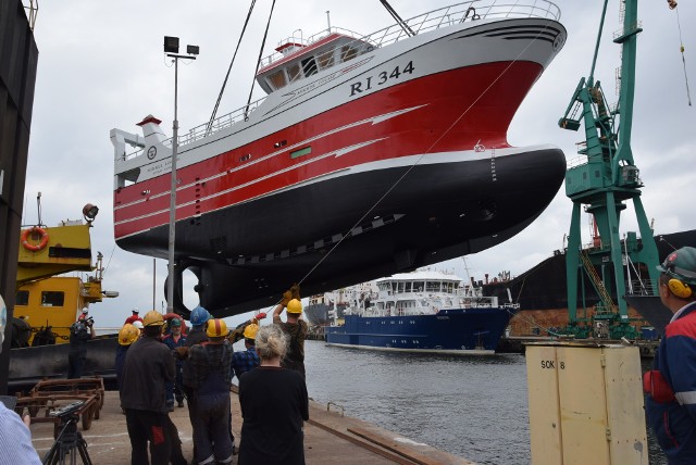 Wodowanie „Mikkel Louize” w stoczni Nauta-Hull  przy ul. Waszyngtona w Gdyni 27.06.2019