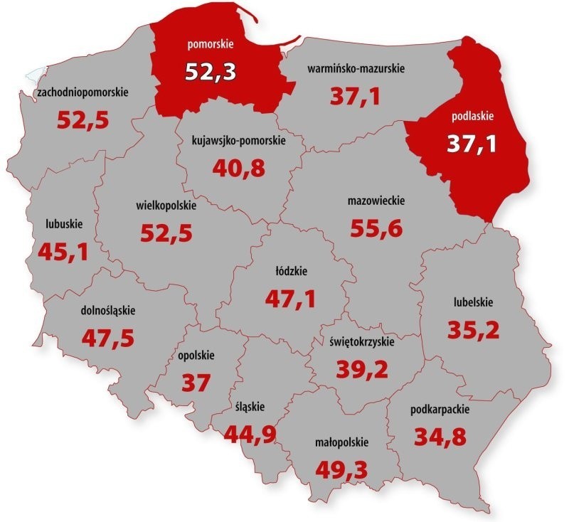 Liczba firm na 1000 mieszkańców (stan na rok 2011). Źródło...