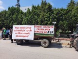 Protest rolników z gminy Zakrzew. Kolumna ciągników blokowała część drogi numer 740. Ruszyła z Milejowic pod Urząd Gminy [WIDEO, ZDJĘCIA]