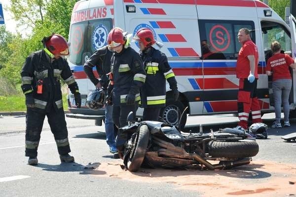 Wypadek motocyklisty na ul. Szczecińskiej w Słupsku.