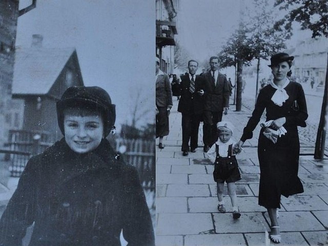 Janusz Koronkiewicz. ( z lewej. Z mamą na ulicy Piłsudskiego (Lipowej), jeszcze przed wojną  (zdjęcie po prawej stronie)