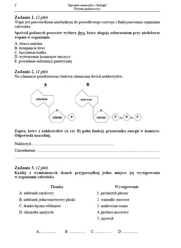 Matura 2014, poziom podstawowy