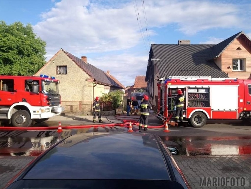 Pożar w Opolu-Chmielowicach. Od płonącego samochodu zapaliła się elewacja budynku