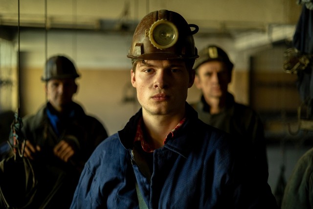 Michał Mróz, odtwórca głównej roli w czasie kręcenia scen w kopalni.