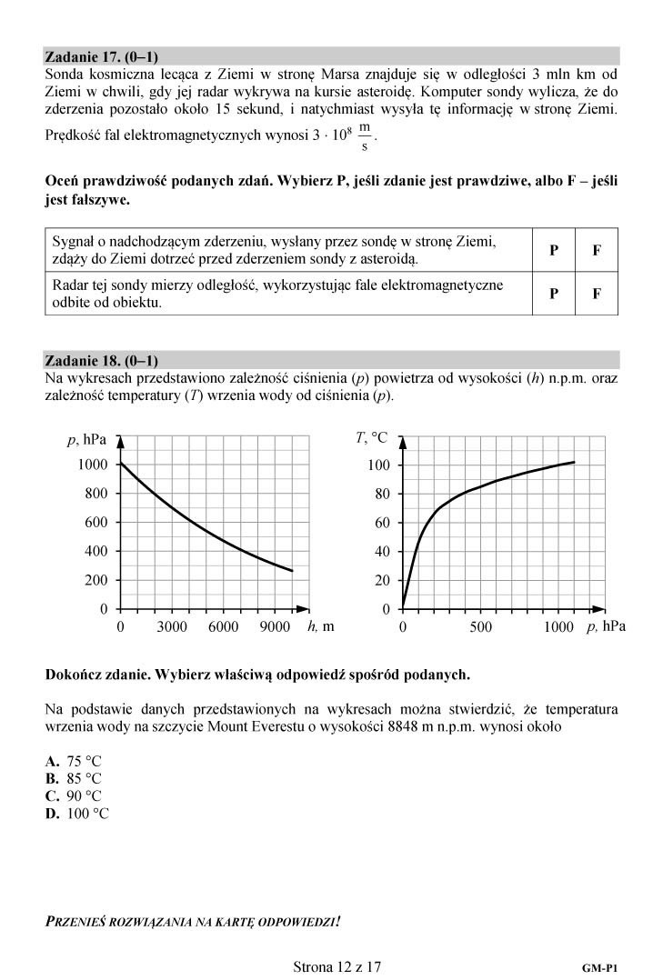 Egzamin gimnazjalny 2018: Przedmioty przyrodnicze...