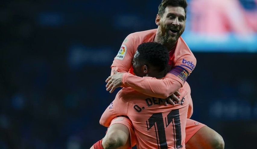 Na zdjęciu: Leo Messi i Ousmane Dembele. Mecz FC Barcelona -...