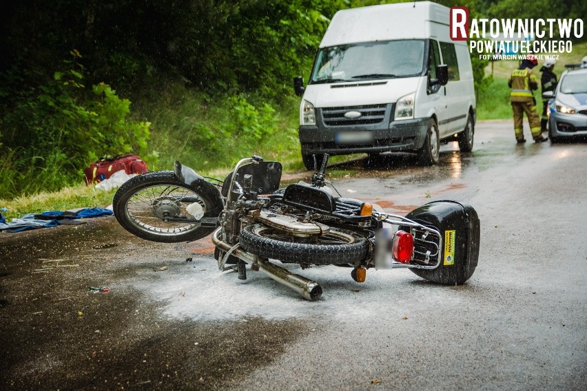 Wypadek motocyklisty w Starych Juchach