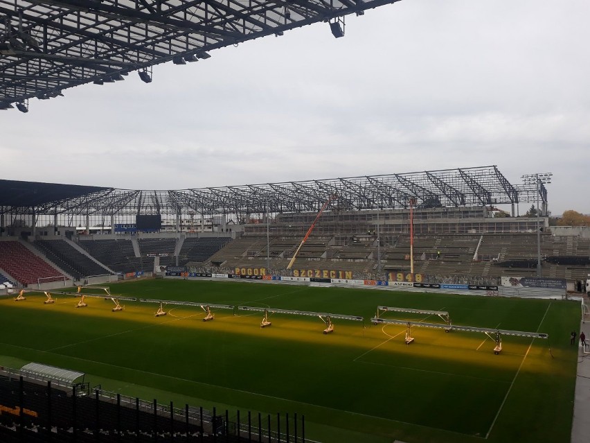 Stadion Pogoni - stan prac na 18 października 2021.