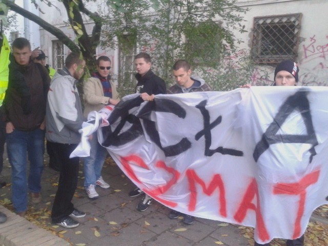 Wrocław, protest przed wykładem prof. Baumana we Wrocławiu