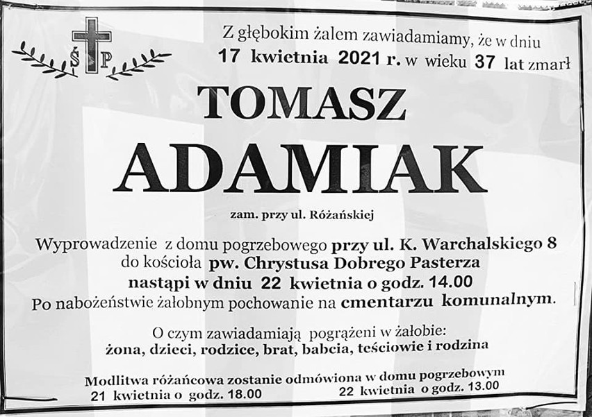Tomasz Adamiak z Ostrowi Mazowieckiej zmarł na skutek powikłań po COVID-19. Miał 37 lat. Trwa zbiórka na pomoc rodzinie