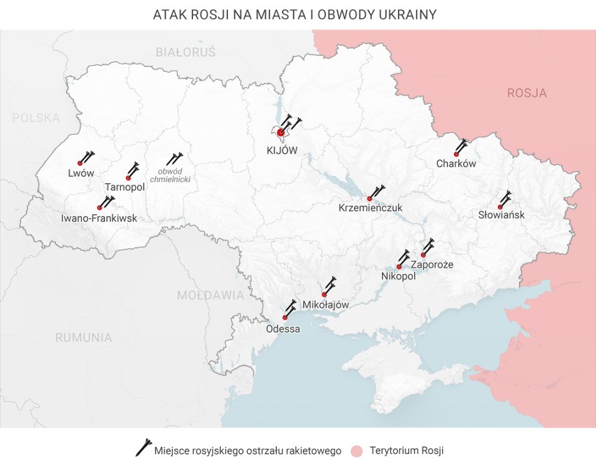 Atak Rosji na miasta i obwody Ukrainy. Użyto rakiet i dronów...