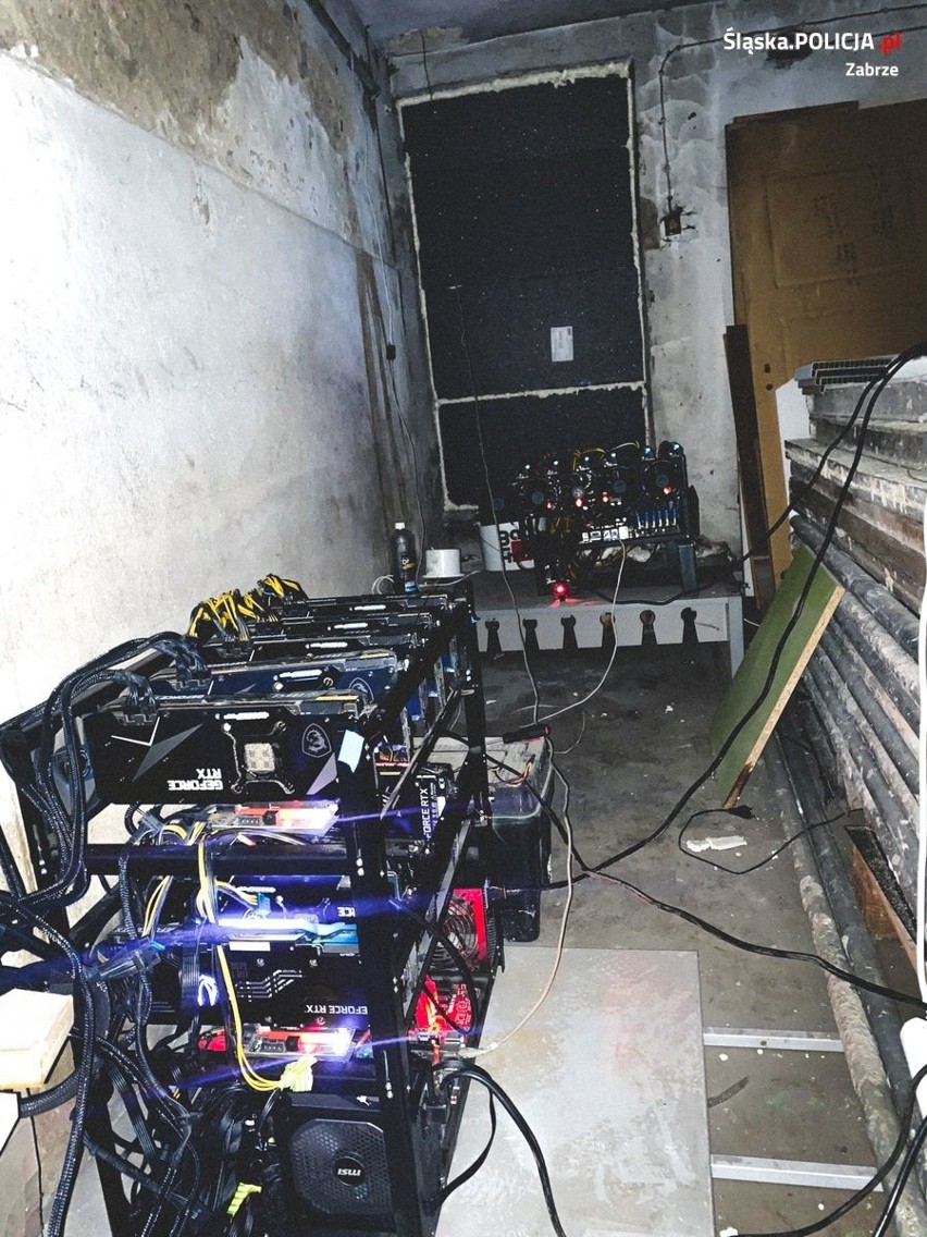 Kradzież prądu w Zabrzu. 68-latek kopał kryptowaluty bez opłat za pobór energii