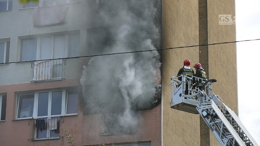 Szczecin: Pożar mieszkania przy ul. Ofiar Oświęcimia