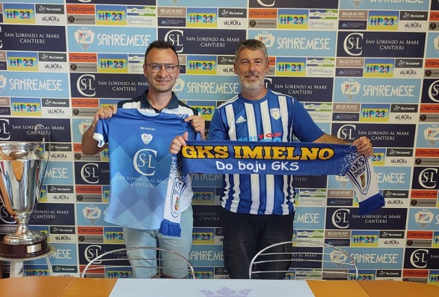 GKS Imielno rozpoczął współpracę z Sanremese Calcio. Na zdjęciu prezesi obu klubów - Emanuele Porri i Alessandro Masu.