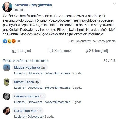 taki wpis na facebookowej grupie Bydgoszczanie pojawił się...
