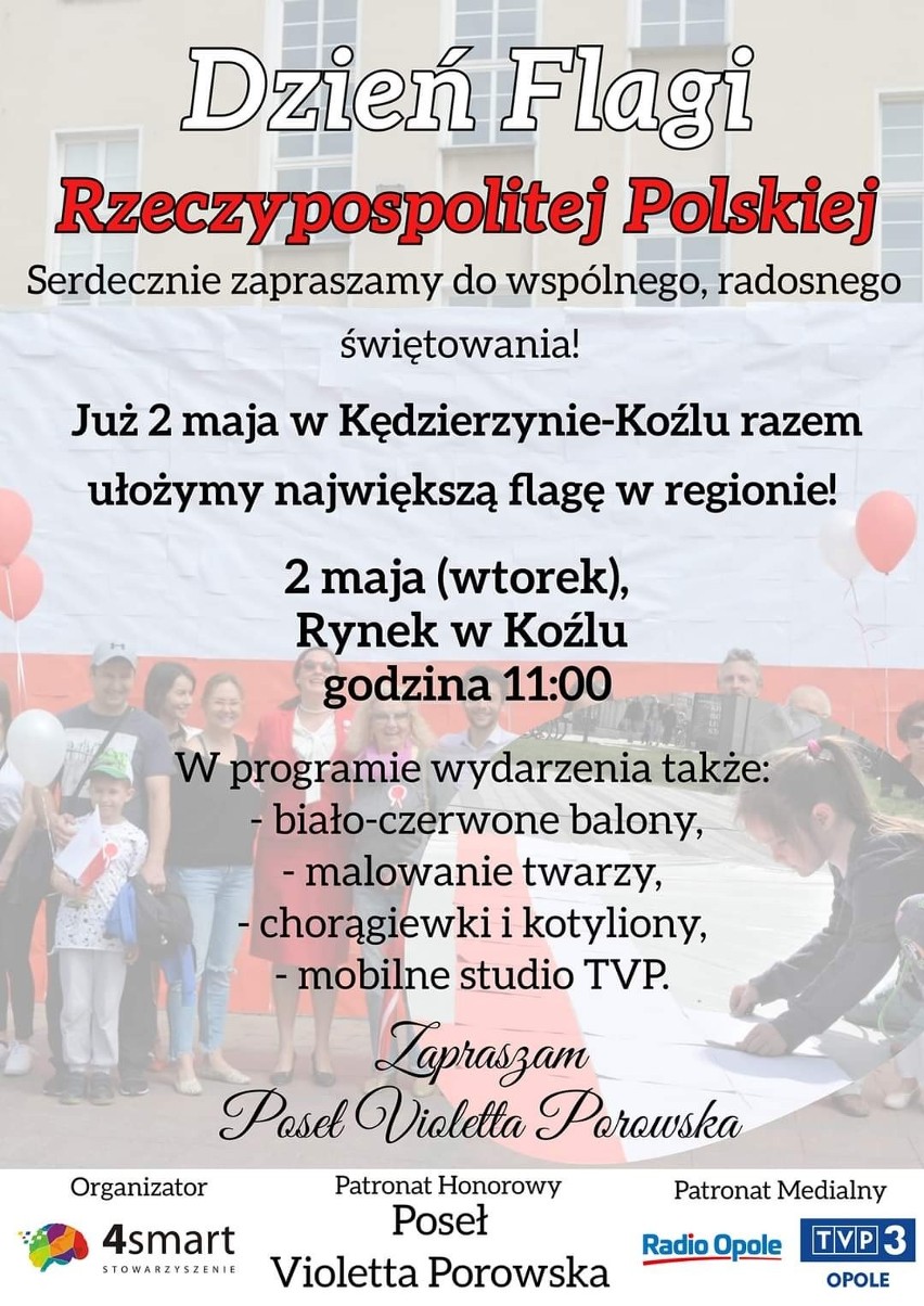 Szereg wydarzeń na Opolszczyźnie z okazji Dnia Flagi RP, 102. rocznicy III Powstania Śląskiego i 232. rocznicy uchwalenia Konstytucji 3 Maja