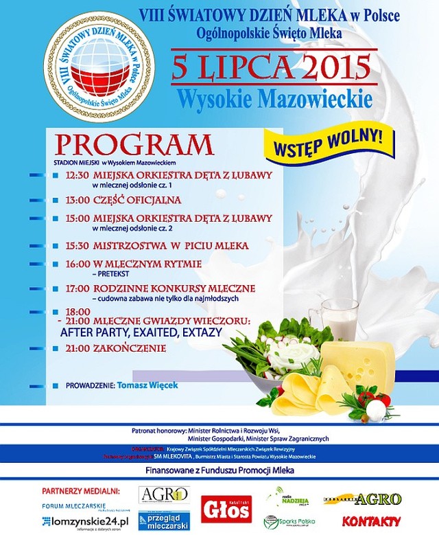 Program VIII Światowego Dnia Mleka w Polsce - Wysokie Mazowieckie 2015
