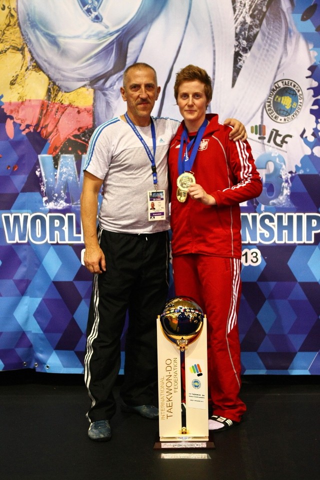 Lyndsey Conway (MKS Lewart AGS Lubartów) ze swoim trenerem Jerzym Jedutem