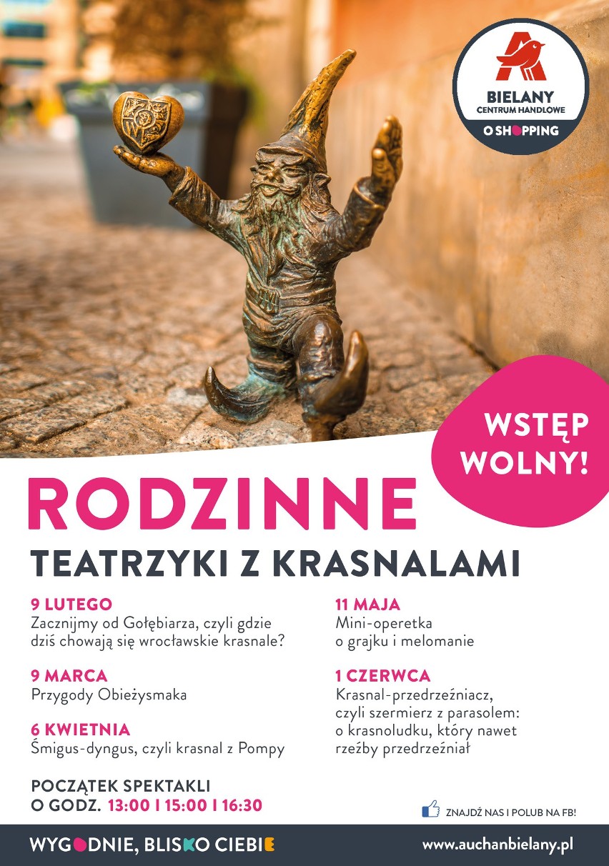 Lubisz wrocławskie krasnale? Poznaj ich historię! Darmowy teatrzyk w Centrum Handlowym Auchan Bielany