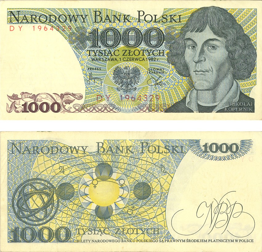 Banknot: 1000 zł z 1982 roku...