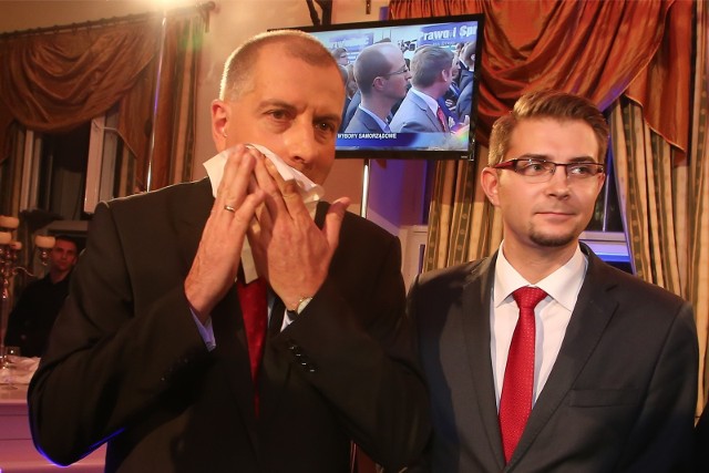 Rafał Dutkiewicz podczas wieczoru wyborczego w 2014 roku