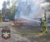 Pożar wiaty w Siczkach, w powiecie radomskim. Na terenie opuszczonej strzelnicy działali strażacy 