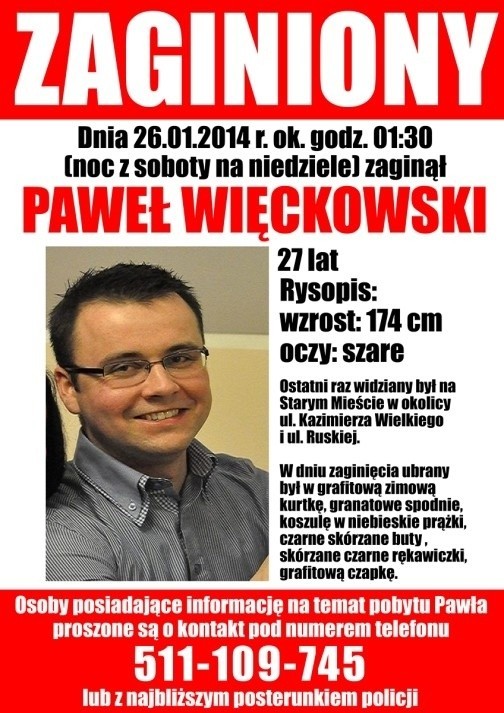 Zaginął Paweł Więckowski. Wrocławanie zaangażowali się w poszukiwania (ZDJĘCIA)